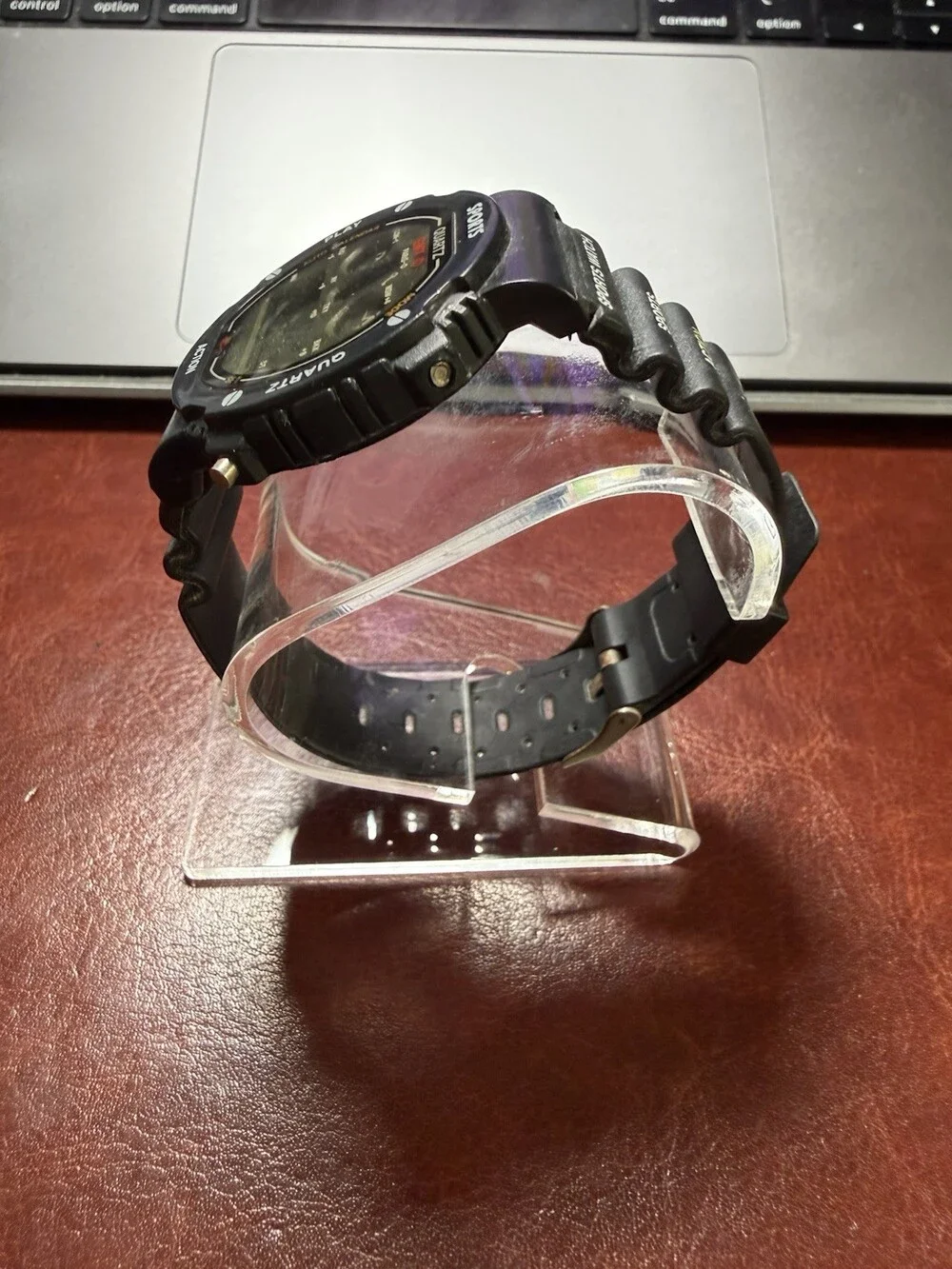 Vintage Digital Sports Watch GMT Running Black Rubber Strap Broken Button